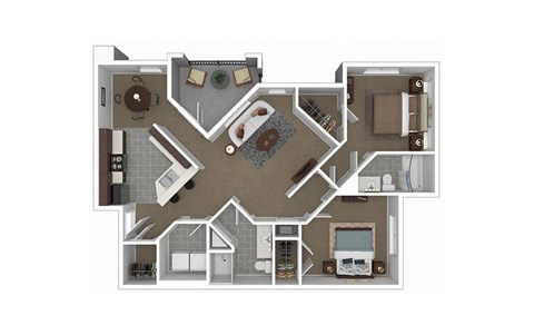 Floor plan design with 2 Bedrooms and 2 Bathrooms
